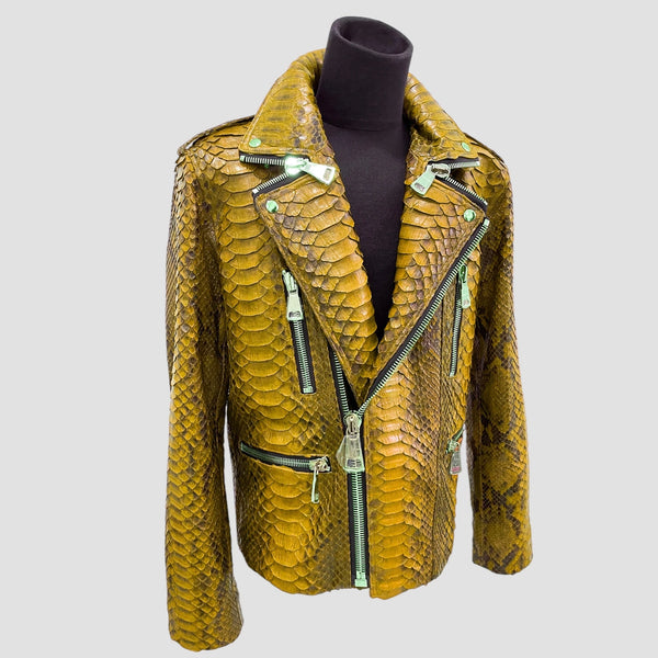 KING PYTHON LEATHER JACKET BACK ZIPPERS