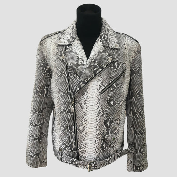 PYTHON LEATHER BIKER JACKET