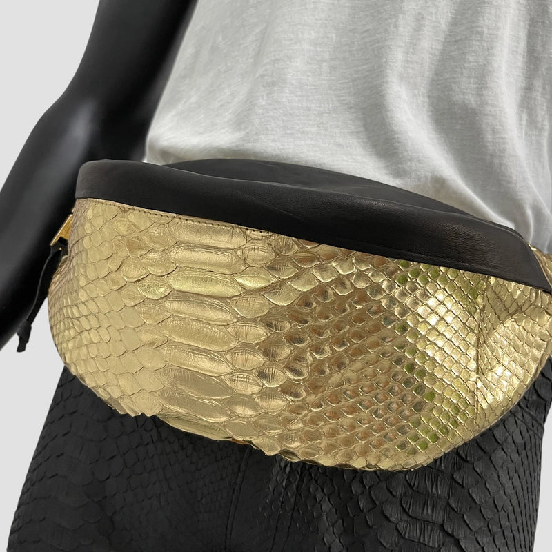 Python leather belt bag
