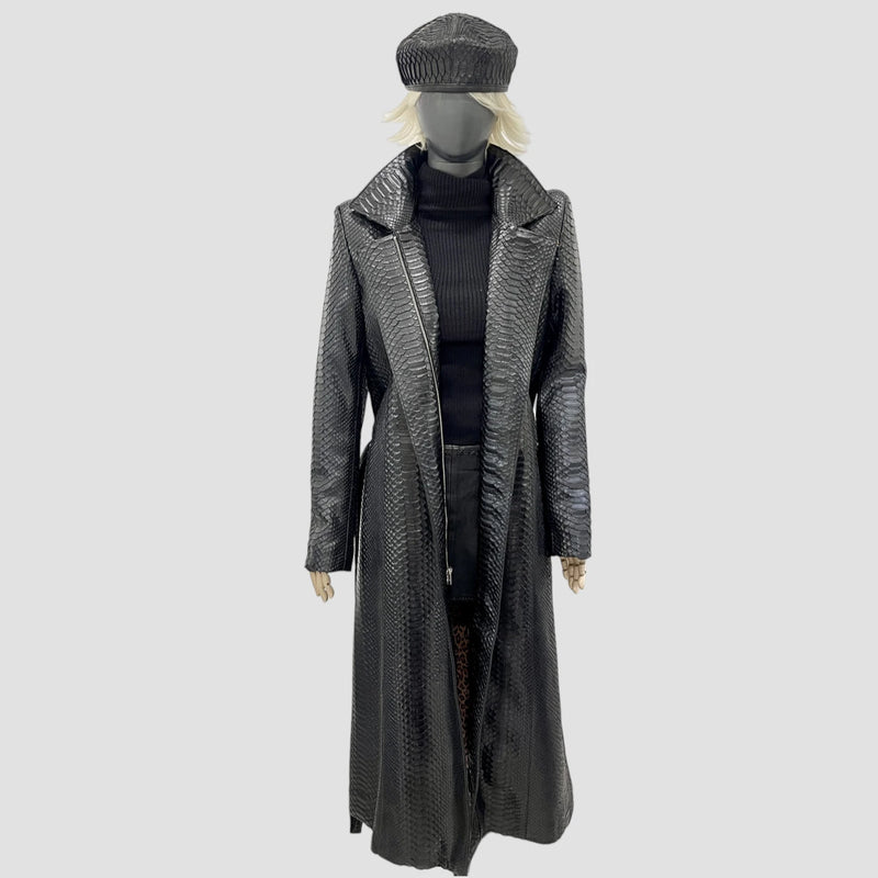 Python leather coat
