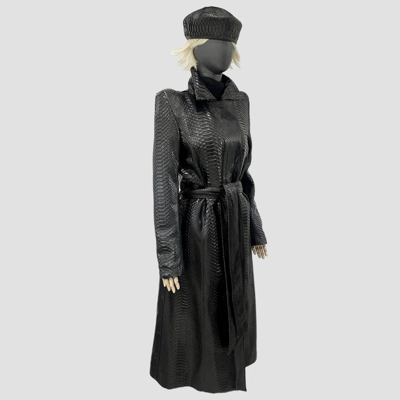 Python leather coat