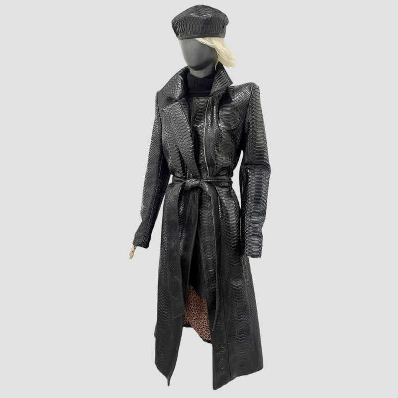 Python leather coat