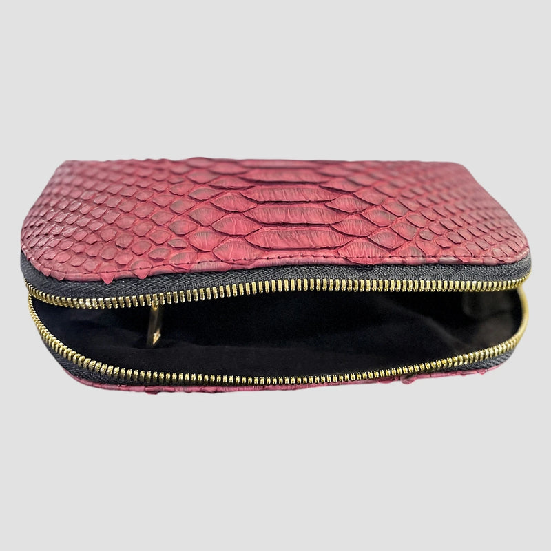 Python leather cosmetic bag