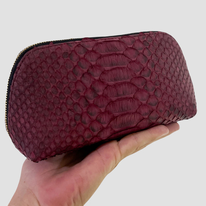 Python leather cosmetic bag