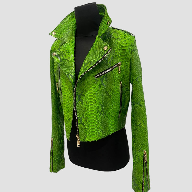Python leather biker jacket