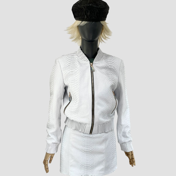 PYTHON LEATHER BOMBER JACKET