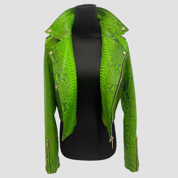 PYTHON LEATHER BIKER JACKET