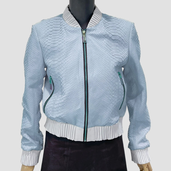 PYTHON LEATHER BOMBER JACKET