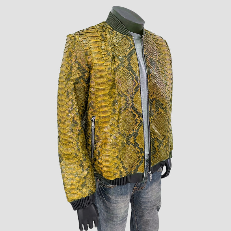 King python leather bomber jacket