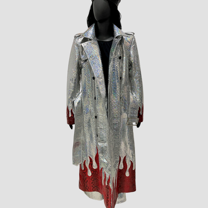 Python leather coat