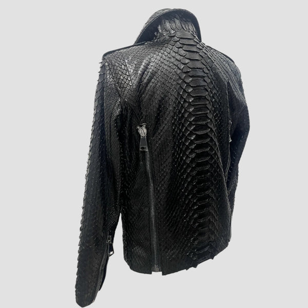 KING PYTHON LEATHER JACKET BACK ZIPPERS