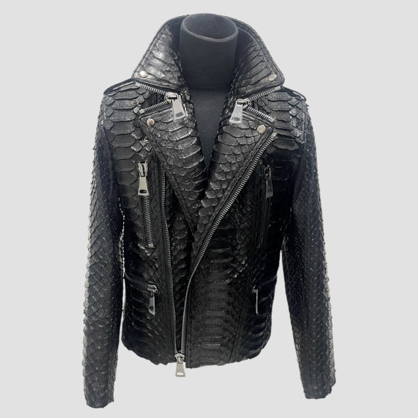 KING PYTHON LEATHER JACKET BACK ZIPPERS