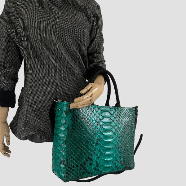 KING PYTHON LEATHER TOTE BAG