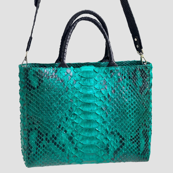 KING PYTHON LEATHER TOTE BAG