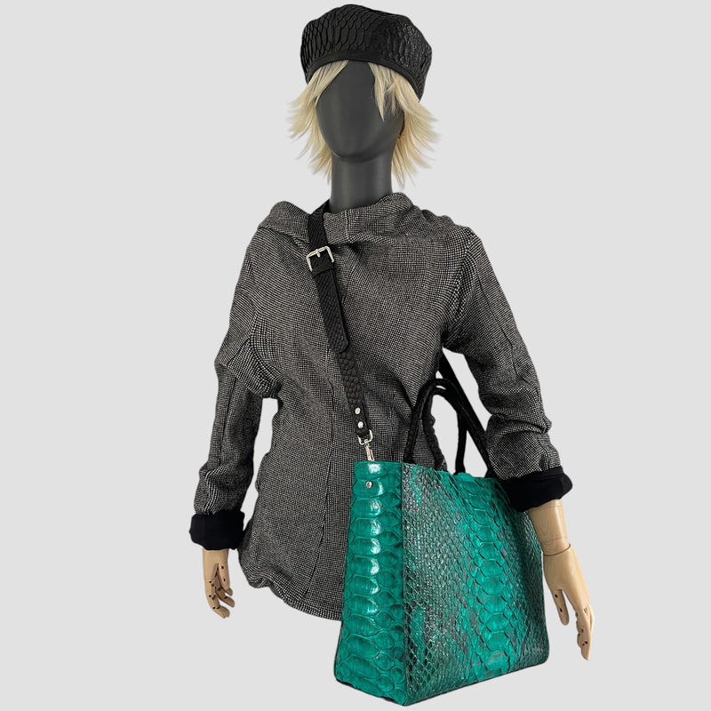 King python leather tote bag