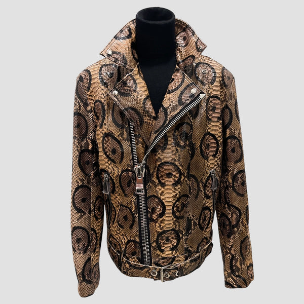 PYTHON LEATHER BIKER JACKET