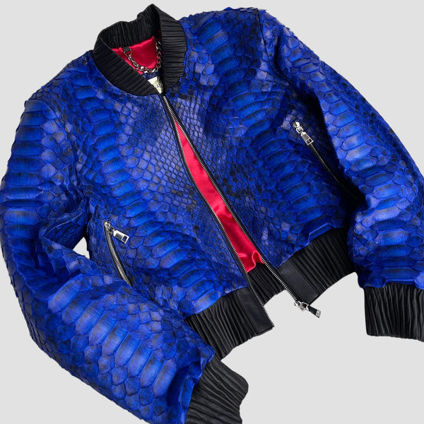 KING PYTHON LEATHER BOMBER JACKET