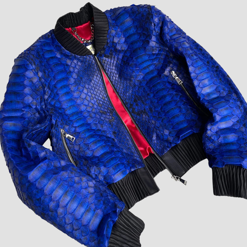 King python leather bomber jacket