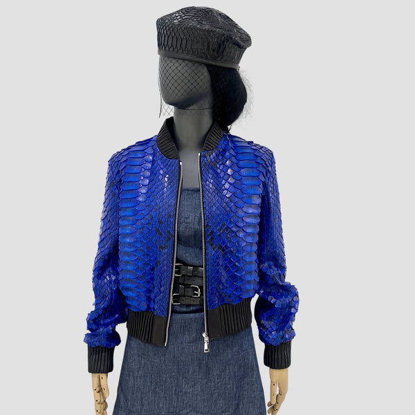 KING PYTHON LEATHER BOMBER JACKET