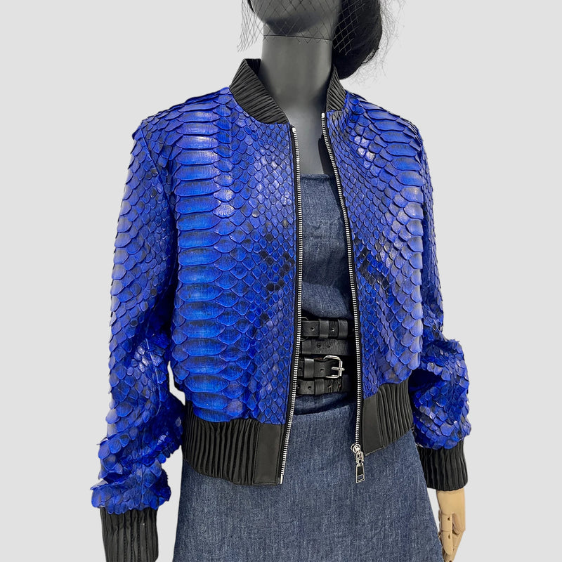 King python leather bomber jacket