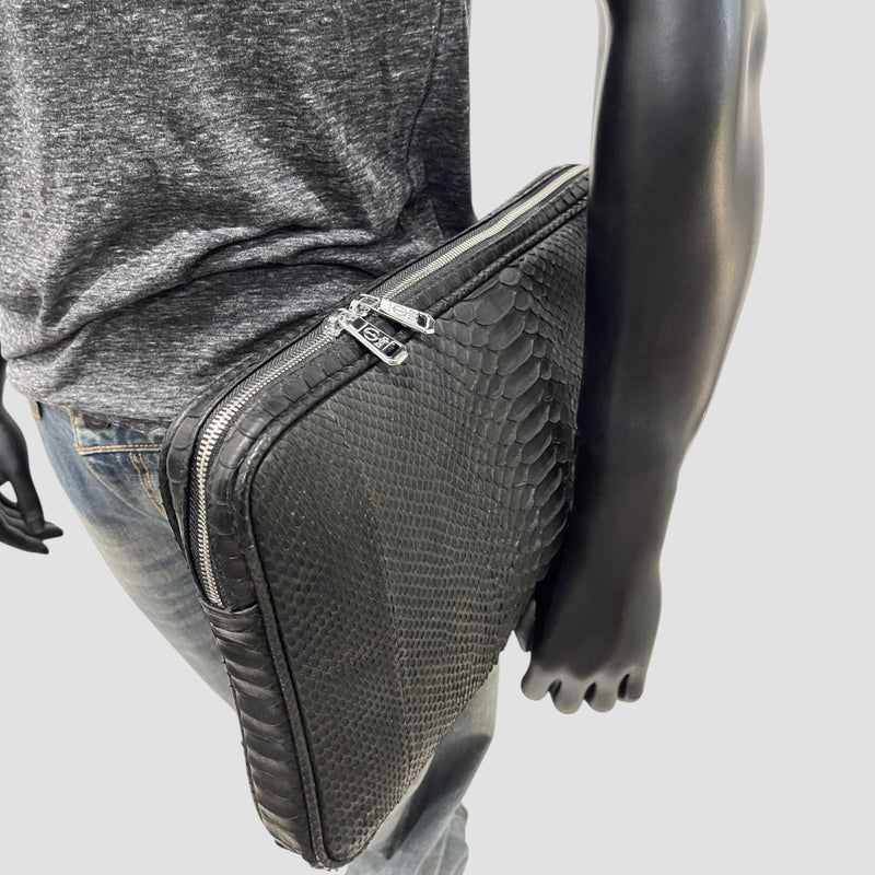 Python leather briefcase