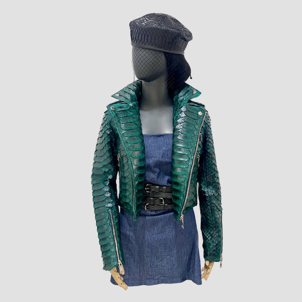 KING PYTHON LEATHER BIKER JACKET