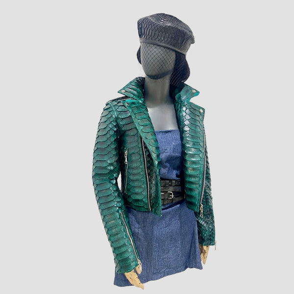 KING PYTHON LEATHER BIKER JACKET