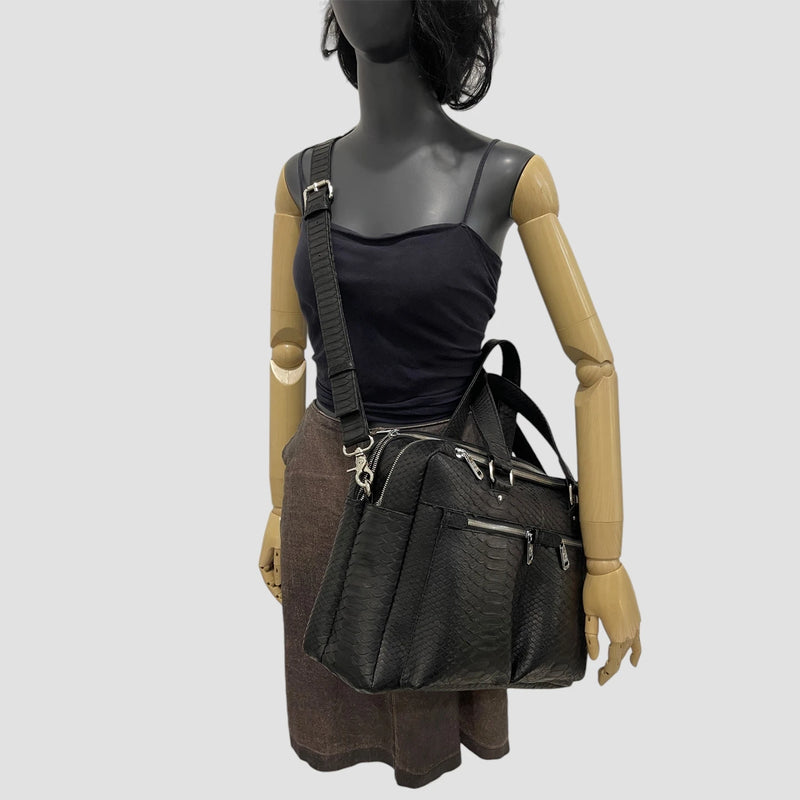 Python leather briefcase