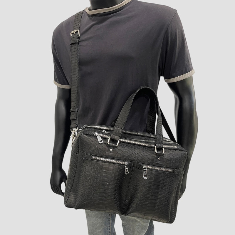 Python leather briefcase