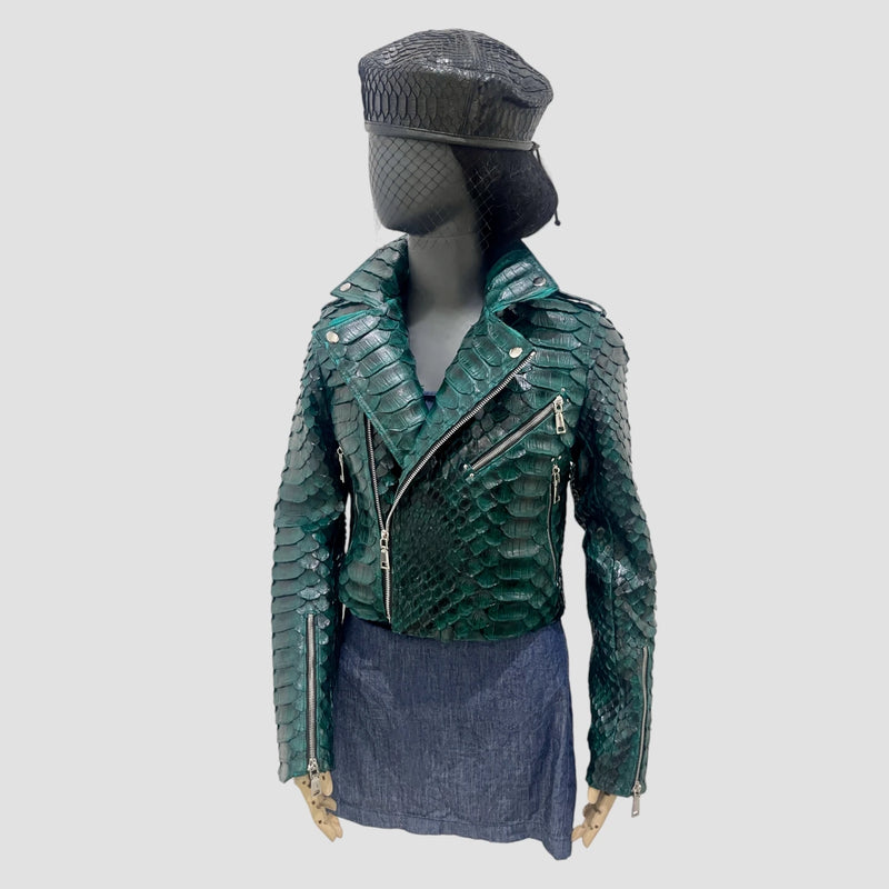 King python leather biker jacket