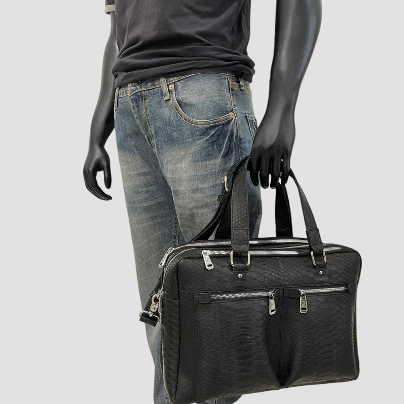 Python leather briefcase