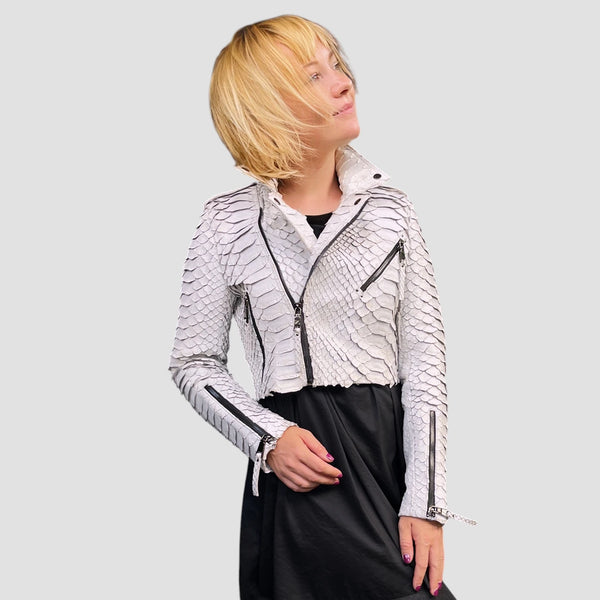 KING PYTHON LEATHER BIKER JACKET