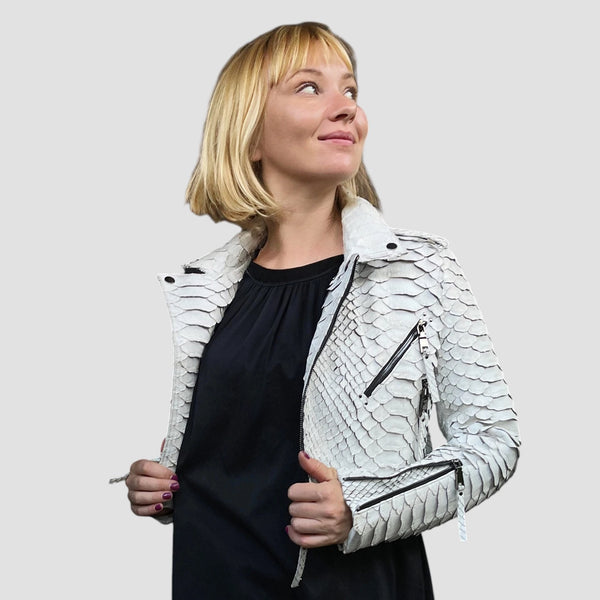 KING PYTHON LEATHER BIKER JACKET