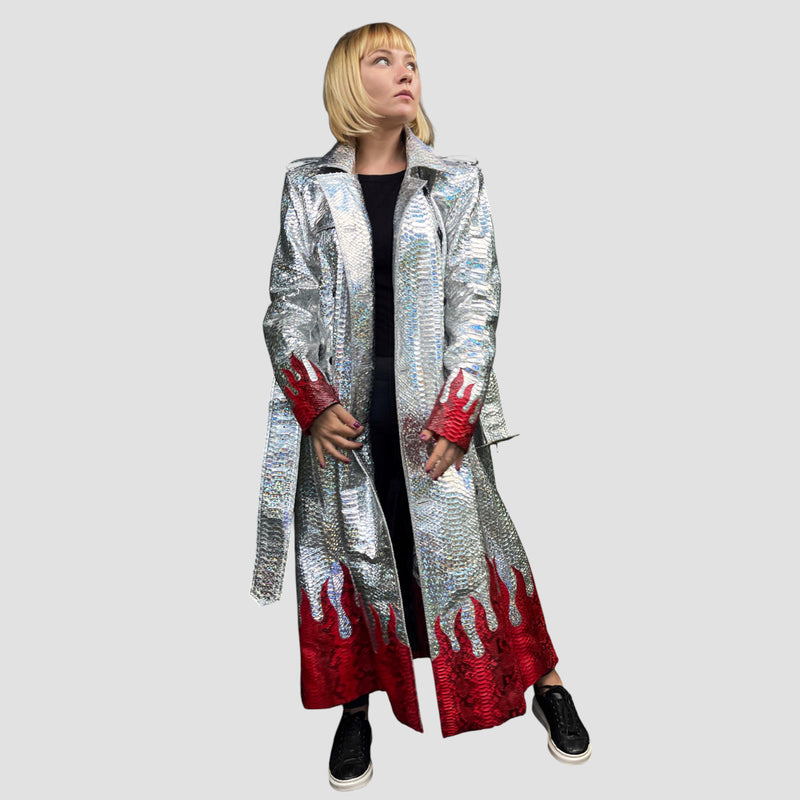 Python leather coat