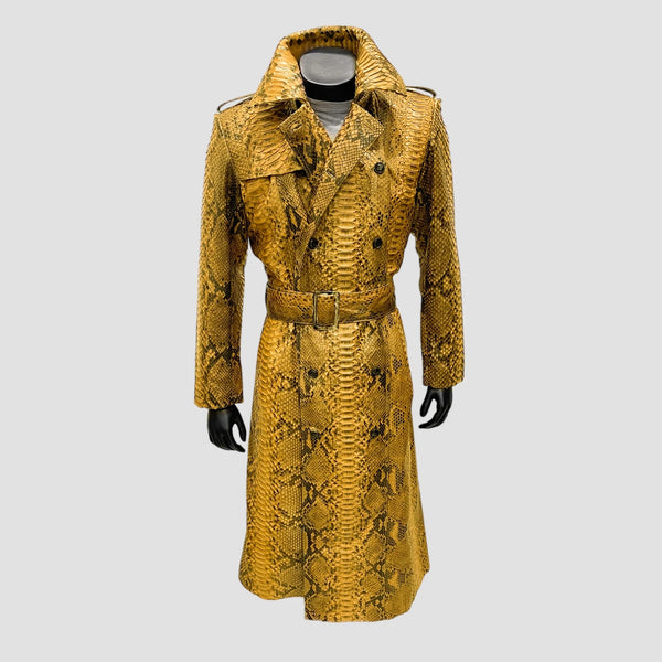 DRAGON PYTHON LEATHER TRENCH COAT