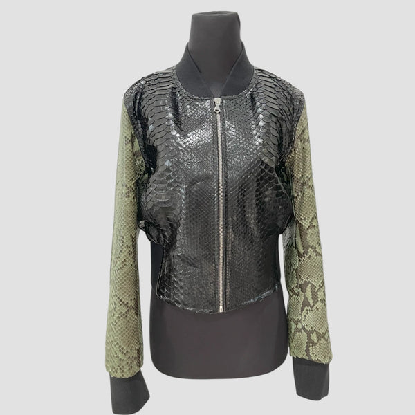 PYTHON LEATHER BOMBER JACKET