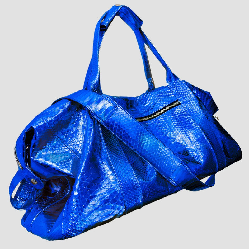 Python leather duffel bag