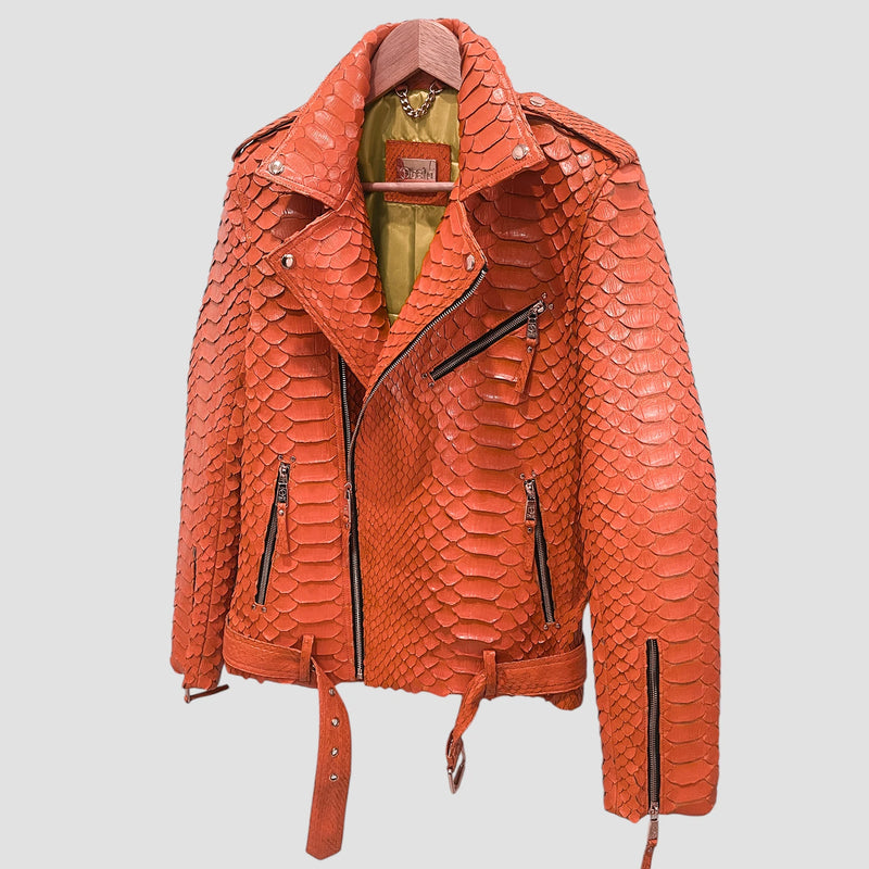 King python leather biker jacket