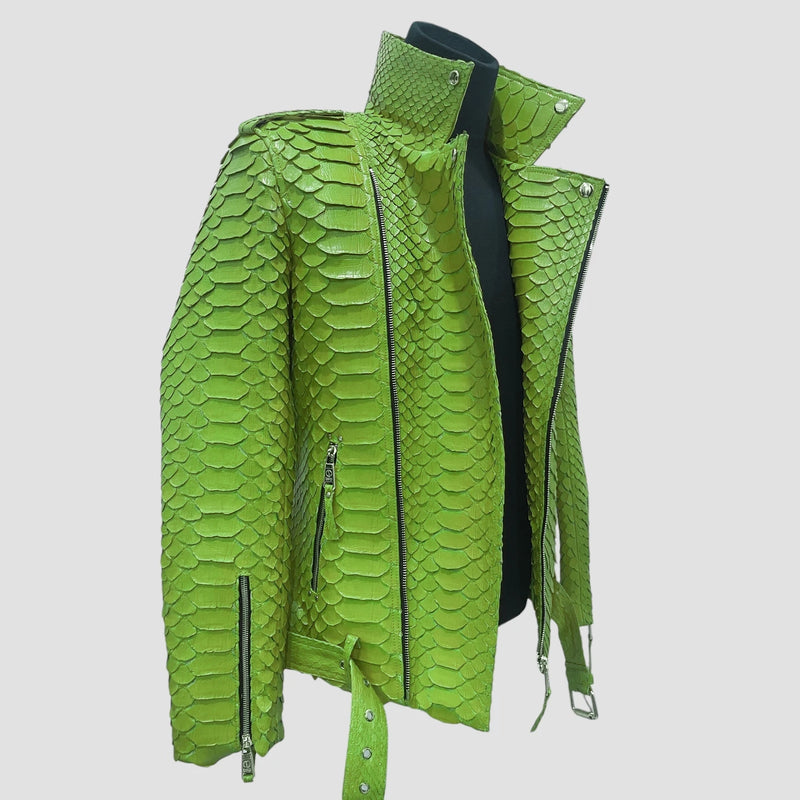 King python leather biker jacket