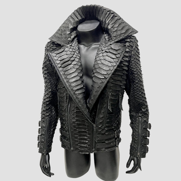 KING PYTHON LEATHER BIKER JACKET
