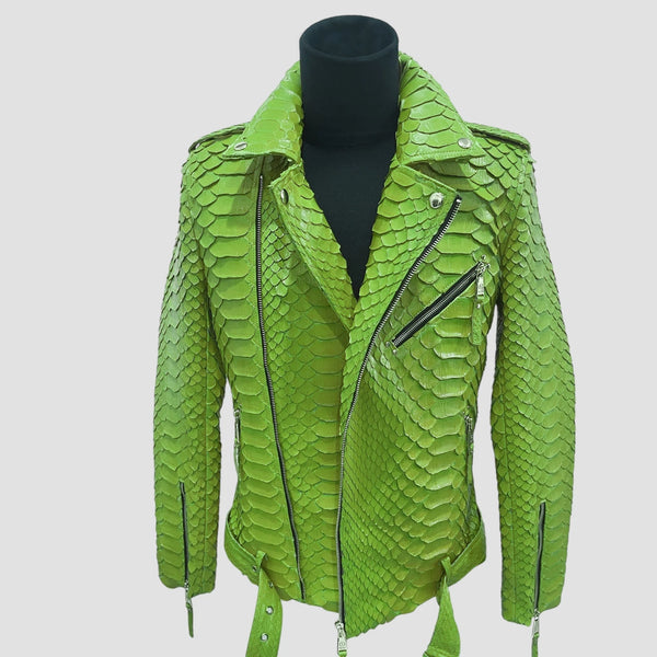 KING PYTHON LEATHER BIKER JACKET