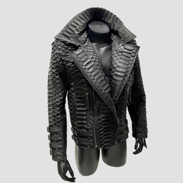 KING PYTHON LEATHER BIKER JACKET