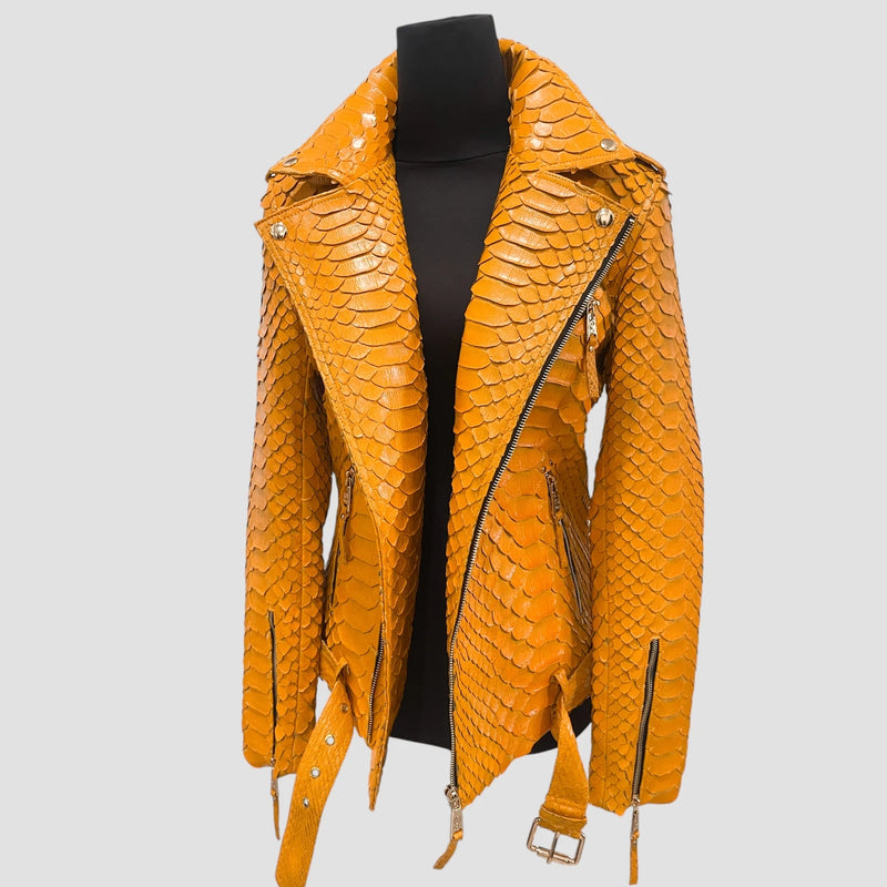 King python leather biker jacket