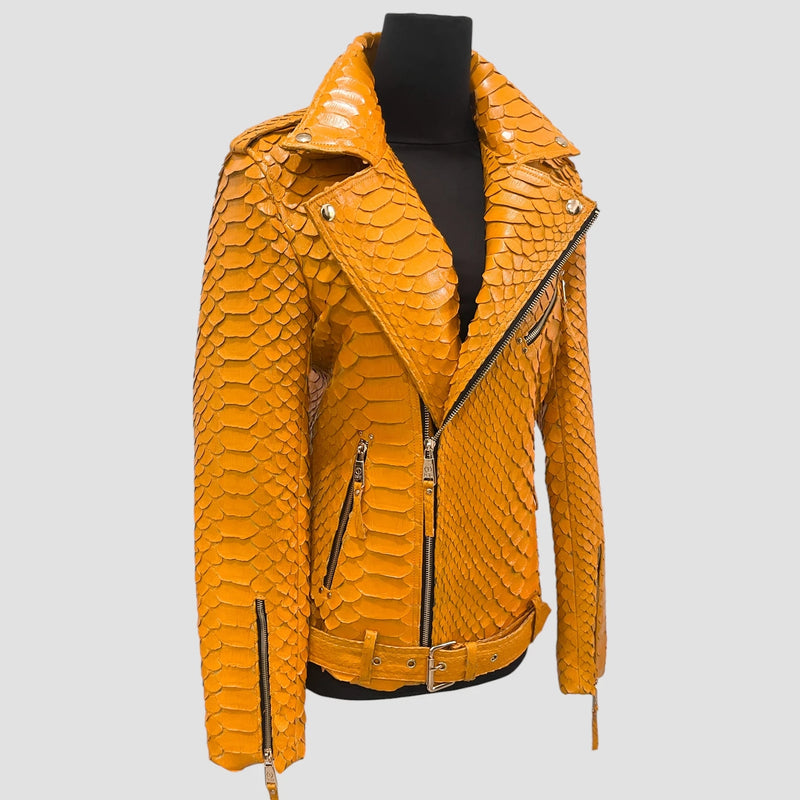 King python leather biker jacket