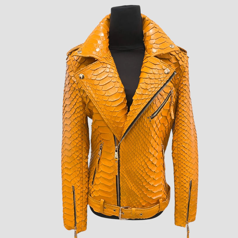 King python leather biker jacket