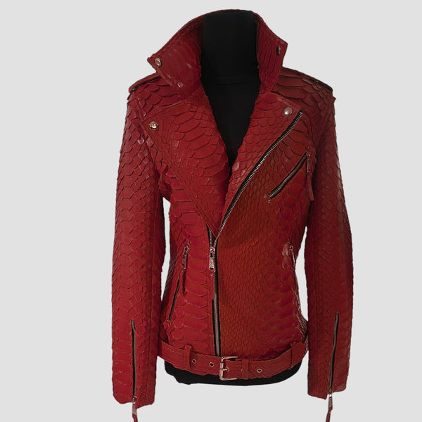 KING PYTHON LEATHER BIKER JACKET