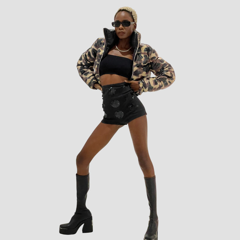 Duck down python leather jacket