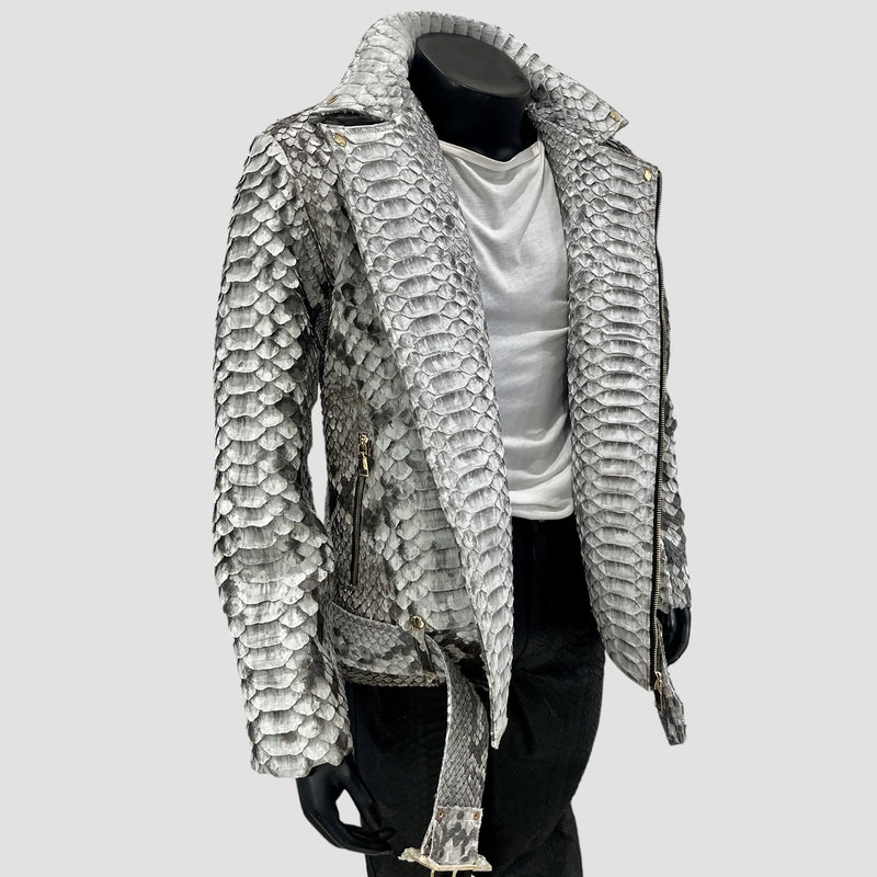 King python leather biker jacket