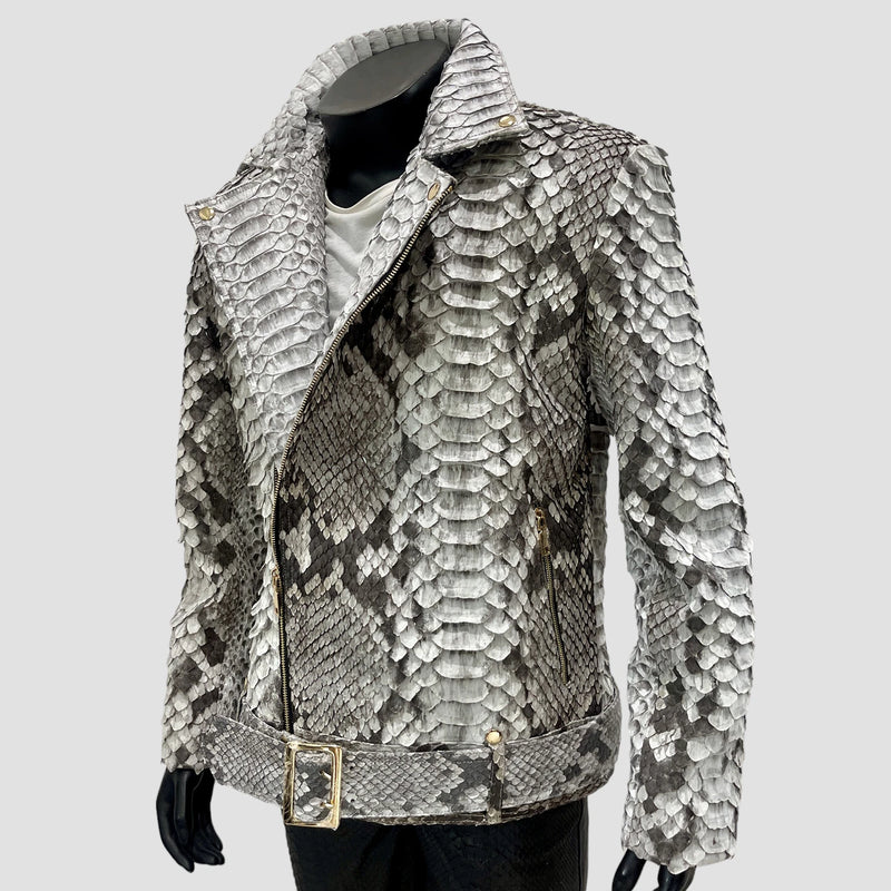 King python leather biker jacket