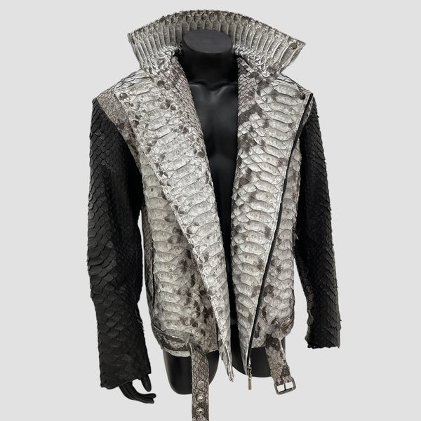 KING PYTHON LEATHER BIKER JACKET
